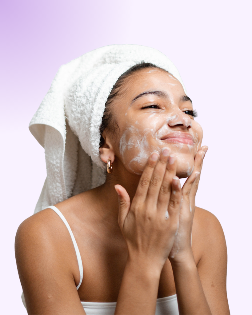 Girl washing face