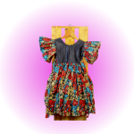 Stunning colourful African dress for little girls in the UK on a show hanger