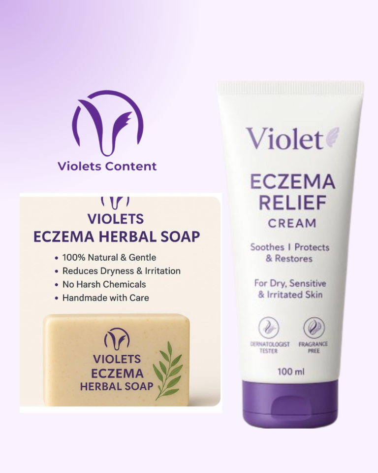 Violet content eczema relief cream and eczema soap product image